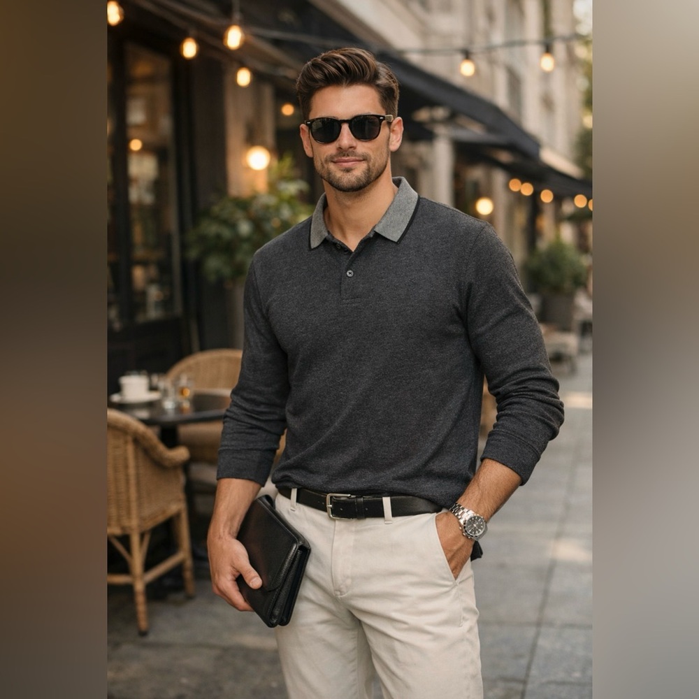 Casual Ben Sherman Charcoal Polo Shirt 75%cotton men’s 🤍🤍
